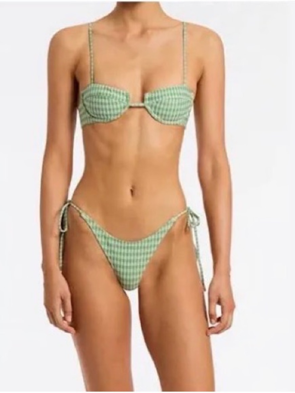 triangl swimwear Green Gingham Underwire Tie-Side Bikini